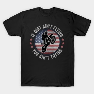 Dirt Biking USA Dirt Bike Rider Motocross American Flag T-Shirt